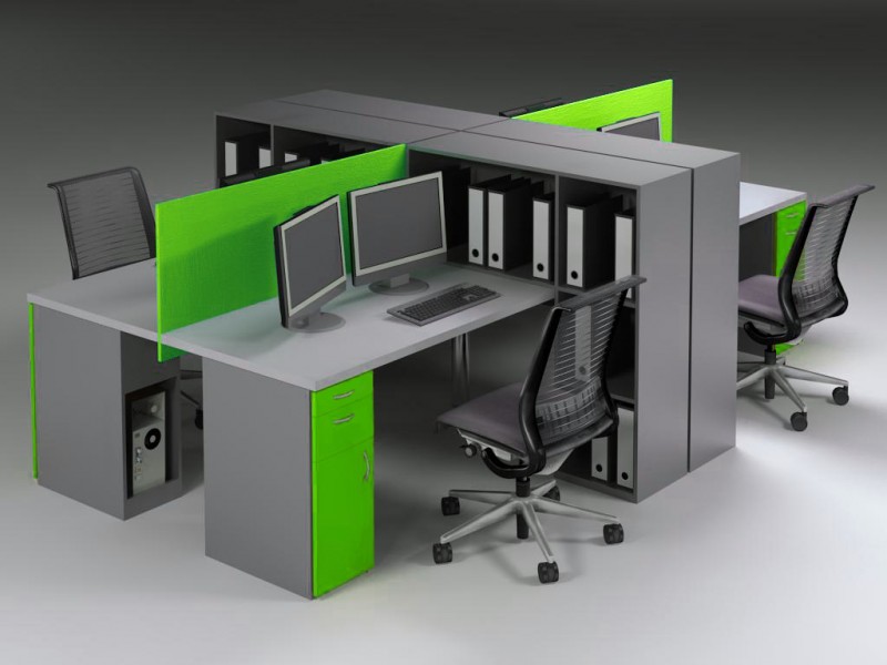 Bench Desking with Storage Dividers